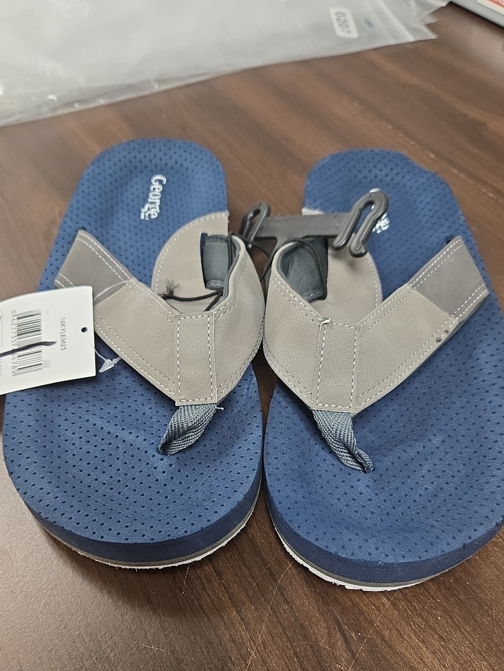 George Size 9 Navy and Grey Foam Thong Style Flip Flop Sandal